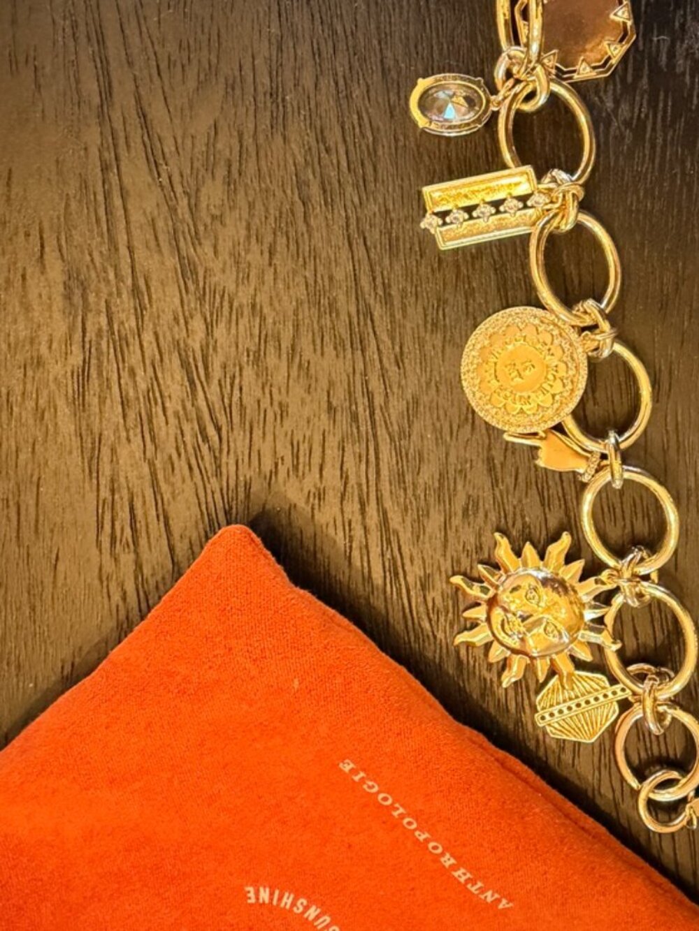 Anthropologie "Golden Hour" Celestial Multi-Charm Bracelet
